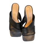 MYHW Black Leather Square Toe Block Heel Mules Slides Sandals Women's Size 9 Photo 1
