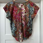 Vintage California Dynasty Paisley Print Women's Top size small Red Photo 4