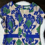 Biden Nantucket Blue and Green Notch Neck Tapestry Sheath Dress Size 8 Photo 2