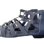 Marc Fisher Gladiator Sandals Womens 8 Blue Gold Studded Ankle Strap Zipper Back Photo 6