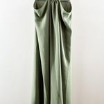 ZARA  Short Puff Sleeve Round Neck Cut Out A-Line Midi Dress Green Small Photo 7