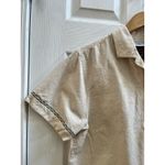 Cabin creek  Linen Blend Zebra Embroidered Button Front Waist Tie Top Large Y2K Photo 4