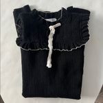 ZARA  GOTHIC STYLE HIGH COLLAR BLACK KNIT LONG SLEEVE MINI DRESS WITH BOW Medium Photo 6