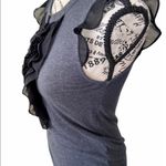 Theory  Women’s Grey Black Ruffle Tank Top Sleeveless Pullover Slim Fit Grunge S Photo 9