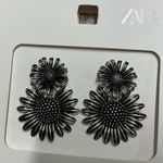 ZARA Floral Double Flower Silver Earrings Bohemian Fairy Sunflower Photo 5