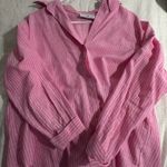 Pink and white striped button up shirt Photo 1