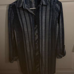 Peter Nygard Nygard blouse. Blue whites black‎ striped. 2/3 sleeve blouse eves. Size XS Photo 0
