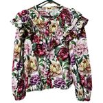 Aura  size XL women’s floral print button front ls top relaxed oversized fit pink Photo 1
