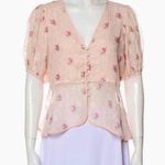 Love Shack Fancy  powder blush pink short sleeve blouse NWT Photo 0