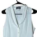 Vintage 18th St White Button‎ Down Fringe Trim Lace Collar Vest Medium 80s 90s M Photo 1