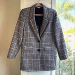 Old Navy Classic Multicolor Houndstooth Tweed Oversized Blazer Jacket size XS Photo 0