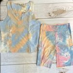 Hem & Thread 2 Piece Pastel Tie Dye Cotton Tank Top & Biker Shorts Medium NEW Photo 0