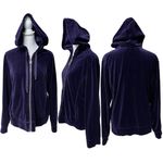 Ralph Lauren Lauren Purple Velvet Long Sleeve Zip Front Hoodie Size Large Photo 1