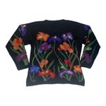 Everything Alpaca size medium Black floral cardigan wool Women's Black Sweater Photo 11
