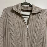 Naadam BeigeWool Cashmere Open Back Cable Quarter Zip Sweater NWT Photo 6
