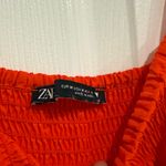 ZARA  Dress Tiered Boho Summer Maxi Long Poplin Orange / Red size Medium Photo 3