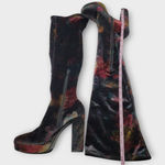 Madden Girl  Groupie Black Floral Velvet Over The Knee Platform Heel Boot Size 9 Photo 5