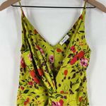 DELFI Collective Silk Floral Twisted Front Plunging V Neck Faux Wrap Mini Dress Green Size XS Photo 2
