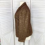 Pamela McCoy Metallic Leopard Print Leather Coat Brown Gold 1X‎ Zipper Front Photo 2