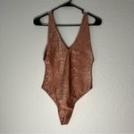 Koral Womens size S Pink Sand Ambition Reptile Bodysuit Cheeky Swim Deep V Neck Photo 30