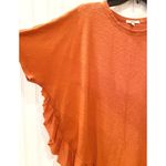 easel Poncho Top with Ruffle Hem in Orange Small Photo 1
