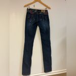 Desigual Women’s Slim Straight Jeans W25 Blue Mid-Rise Stretch Embroidered Boho Photo 6