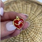 Red Enamel Heart EKG Heartbeat 3/4" x 5/8" Photo 0