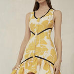 Alexis  Simonet Floral Marigold Ruffle Flounce Mini Dress NWOT Photo 0