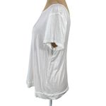 Loft  T-Shirt V-Back Side Tie White L Large Cotton Modal Short Sleeve Photo 1