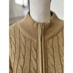 Ralph Lauren  Metallic Gold Sparkle Cableknit Full Zip Long Sleeve Sweater Photo 1