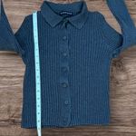 Brandy Melville Bridget Heather Grey Ribbed Collared Crop Cardigan Photo 6