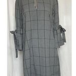 Waverly Grey Windowpane Plaid Tie Sleeve Plaid Shift dress gray Photo 2