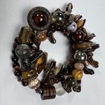 None Handmade Beaded Bracelet Trio Tribal Browns Earth Tones Mixed Materials Photo 0