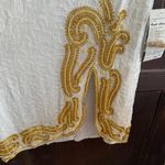 80s Vintage RIGHT CHOICE White and gold Beaded Silk Midi Gown with Slit Large Photo 4