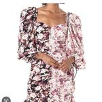 For Love & Lemons Houston Mini Dress Floral Puff Sleeve Ruched Ruffle Romantic M Pink Size M Photo 1