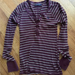 Abercrombie & Fitch vtg  striped y2k henley top S babydoll ribbed bella swan Lace Photo 0