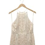 Shona joy Lace High Neck Midi Dress Beige Nude Size 6 Lined Scalloped Hem Bridal Photo 7