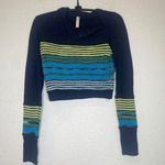 Free People FP Movement Mountain Mama Striped Layering Stretchy Crop Top NWOT Sz XS Navy Photo 0