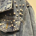 NWOT Wifey Denim Jacket with Pearl Accents Blue Photo 3