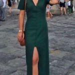 ZARA Green Cotton Linen Button Slit Dress Photo 0