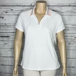 Athleta NWT Size XLT White - Neon Pink Trim Match Point Tennis Polo Shirt Top Photo 0