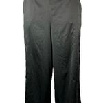 ZARA  Women's Black Silk Satin Wide Leg High Waist Pull On Crop Trousers Pants S Photo 0