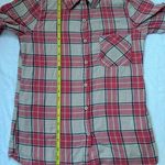 Charlotte Russe  Plaid Long Sleeve Collared Button Down Shirt Pink/Cream - Small Photo 10