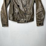 Gap  Leather Moto Peacoat Jacket‎ Women's Small FA08 Bronze Double Breasted Small Photo 4