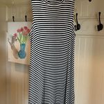 The Comfy  Knit Black White Stripe Dress Eikosi Sleeveless Summer Casual Flowy Photo 8