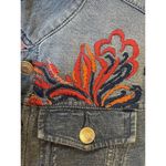 Chico's Zenergy Size 0 French Terry Indigo Jean Jacket Embroidered Floral Photo 2