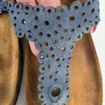 Sophia Milano  Size 9.5 Brina Wedge Sandals Flip Flop Thong Blue Metallic Scallop Photo 5