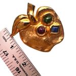 Vintage Gold Tone Apple Brooch with Jewel Photo 4