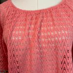 Vision USA Size S Open Crochet Top Bell Sleeves with Trim VTG Peasant Prairie Orange Photo 6