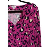 Crown & Ivy Hot Pink Animal Print Leopard Long Sleeve VNeck Blouse Size Small Photo 1